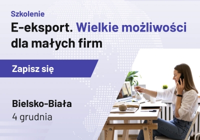 JEDYNE W WOJ. ŚLĄSKIM, BEZPŁATNE SZKOLENIE: „E-eksport. Wielkie możliwości dla małych firm” już 4 grudnia w Bielsku-Białej!